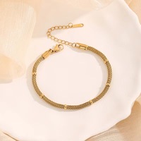 Bijoux en acier inoxydable Shiloh en gros, ensemble collier et bracelet en bambou vintage tendance, ensemble chaîne circulaire en maille métallique