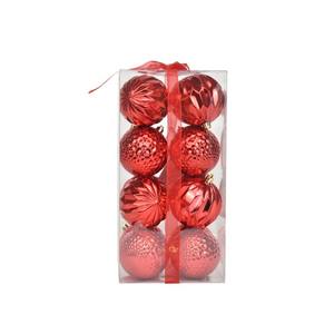 Juego de 16 Esferas de Plástico Rojas Brillantes, Diámetro 8 cm - Product Image 1