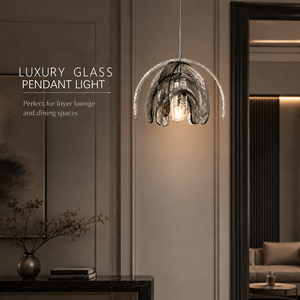 Lámpara Colgante Moderna de Lujo Ligero, de Cristal Hecho a Mano, con Pétalos de Cristal Ahumado Transparente, para Comedor, Isla de Cocina, Hotel, OEM - Product Image 3