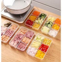 Boîte de rangement alimentaire compartimentée en plastique, bac de congélation pour viande, organisateur de gingembre, ail et échalote, boîte de préparation de repas par portions