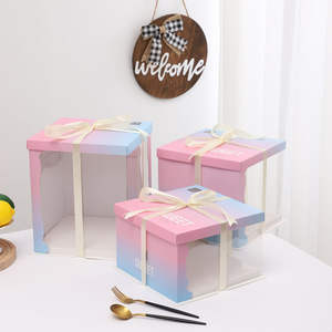 <span class=keywords><strong>Bonita</strong></span> caja de regalo con envoltura de correa, pastel de feliz <span class=keywords><strong>cumpleaños</strong></span> con cinta de colores, cajas transparentes para negocios de pequeña cantidad - Product Image 3