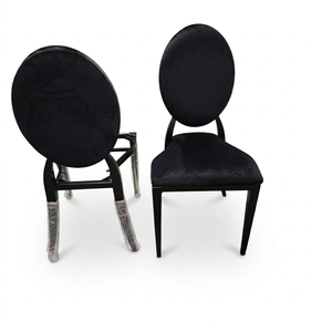 Silla de terciopelo negro de lujo para ceremonias, bodas, eventos y banquetes, apilable. - Product Image 2