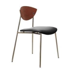Nordic Metal <b>Backrest</b> Chair With Leather Seat For Dining Room Adult Use - Product Image 2