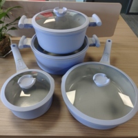 Ensemble de casseroles et poêles en céramique antiadhésive de luxe SANLANG violet, revêtement durable, aluminium moulé sous pression, sans PFAS