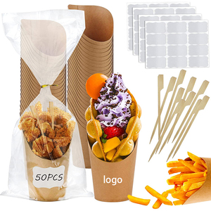 Tazas de charcutería, etiquetas para selecciones de cóctel, papel Kraft desechable con palitos, soporte para patatas fritas de 12 oz, accesorios para vasos de aperitivo - Product Image 5