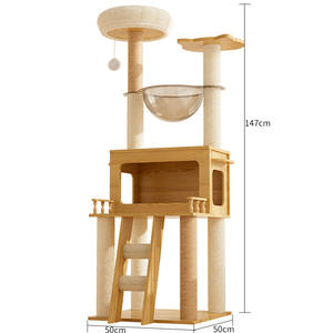 Arbre à chat de luxe en bois, avec condo, structure d'escalade, poteau à gratter en sisal, lit capsule et baldaquin d'observation, mobilier d'intérieur - Product Image 3