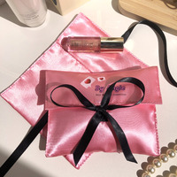 Promotion pas cher satin de soie enveloppe sac pour cosmétiques maquillage tissu lisse satin de soie enveloppe logo personnalisé imprimé sac
