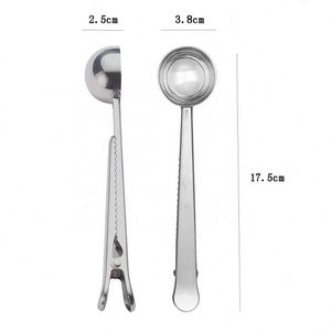 Custom Logo Coffee Scoop Clip 304 Stainless Steel <b>Measuring</b> <b>Spoon</b> Bag Sealer for Promotional Events - Product Image 2