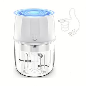 Mini Electric Plastic Kitchen Food Blender Garlic <b>Chopper</b> Stainless Steel Blades USB Rechargeable for Fruit <b>Vegetable</b> - Product Image 1