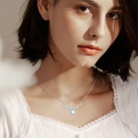 Bijoux fantaisie S925 argent sterling plaqué rhodium goutte d'eau collier de pierre de lune