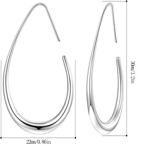 Boucles d'oreilles créoles goutte d'eau 30 mm en alliage de zinc, bijoux de fête pour femme, design géométrique - Product Image 1