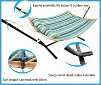 Hamac matelassé confortable avec support, pas besoin d'arbre, parfait pour la détente dans la cour, intérieur, extérieur, chambre, salon, jardin