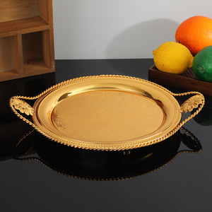 Nordischer Stil Luxuriöses Eisen-Goldtablett 32,5x26cm Multifunktionales Obst- und Gebäck-Aufbewahrungstablett für Wohnzimmer-Dekoration - Product Image 2