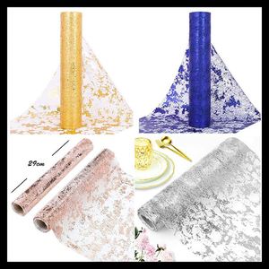New Customized Polyester Gold Printed Disposable <b>Table</b> <b>Runner</b> for Wedding Decoration - Product Image 5