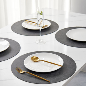 Fabric Textured Double-<b>Sided</b> Reversible Placemat 44x30cm <b>Square</b> Solid Color Waterproof Oil-Proof Heat Insulation <b>Table</b> Mat - Product Image 3