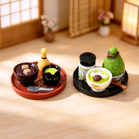 Ensemble de miniatures alimentaires japonais pour jeux de rôle, comprenant un dessert au matcha, une soupe de haricots rouges simulée et des mini-ornements en résine Chat porte-bonheur, accessoires de scène DIY