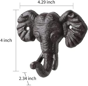 2024 New Antique Cast Iron Elephant Head Wall Decor <strong>Single</strong> <strong>Coat</strong> <strong>Hook</strong> - Product Image 3