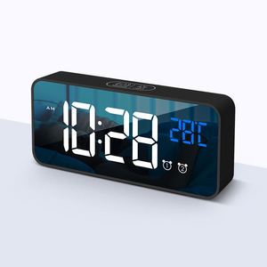 Mini <b>Digital</b> ABS LED USB Charge Music Alarm <b>Clock</b> for Students Kids Electronic Date Temperature Voice Control Silent Touch - Product Image 5