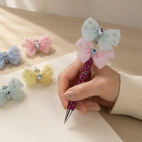 Nœud en organza pastel, breloque cœur en strass pour stylo, composant de bijoux DIY, fourniture artisanale en gros