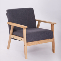Fauteuil en tissu de style japonais en gros, chaise d'appoint rembourrée sur mesure avec pieds en bois massif, usine de meubles OEM pour salon