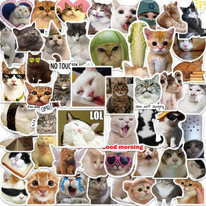 56 pièces/feuille chat Meme étanche vinyle autocollants drôle chaton Expression pour la décoration <span class=keywords><strong>de</strong></span> la maison Logo personnalisé impression sur casque d'ordinateur portable - Product Image 5