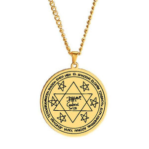 HLSS646 <span class=keywords><strong>Lamen</strong></span> de Gabriel Gouverneur angélique de la Lune Amulette Talisman Gravure au laser Collier pendentif en acier inoxydable - Product Image 1