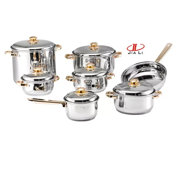 12pcs Stainless steel Cookware kitchen utensils set pot set