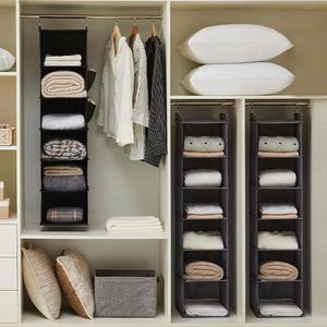 Hanging Closet Organizer Wardrobe Clothing Storage Bag Collapsible 6 <b>Shelves</b> Shoe Organizer With <b>Hooks</b> - Product Image 2