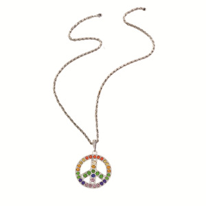 Collar con Colgante de Símbolo de Paz, Adorno de Diamantes de Imitación Coloridos, Diseño Geométrico, Joyería de Regalo - Product Image 5