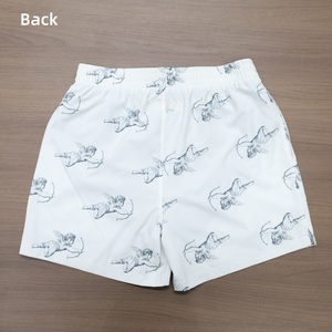 Custom Men's White Printed Cotton Shorts With Character Pattern Casual <b>Elastic</b> Waist Short Length Breathable Knitted Fabric - Product Image 3