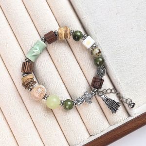 Pulseras de cuentas de café retro estilo bosque de moda, 4 estilos de pulseras de cerámica esmaltada con dijes suaves para hombre y mujer - Product Image 5