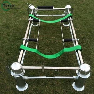 Dispositivo di Abbassamento Bara in Acciaio Inox con 4 Maniglie, Capacità 500kg, Stile Americano per Adulti, Modello FS-L-01 Argento-Verde per Funerali - Product Image 2