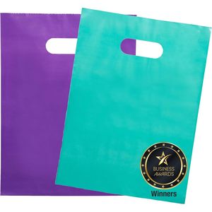 ถุงใส่สินค้า ขนาด 9x12 นิ้ว สีเขียวอมม่วง หนา 1.5 มิล เคลือบเงา มีหูหิ้ว สำหรับธุรกิจ ช้อปปิ้ง ทนทาน ถุง OPP - Product Image 1