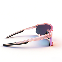 Lunettes de soleil de sport de plein air tendance, surdimensionnées, pour le vélo, la course à pied, le cyclisme, UV400, pour hommes, avec verres gris/rose, monture TR90, pour le cyclisme