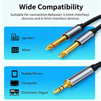 Cable de Audio Dual de 3.5mm y 6.5mm, Chapado en Oro, Cobre Puro, Trenzado y Blindado con PVC, para Guitarra, Micrófono, Altavoz, Coche, PC, Equipo de Estudio