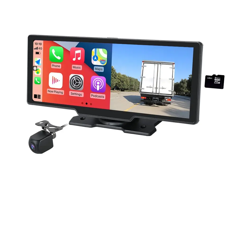 Draagbare Autoradio 10.26 Draadloze 1080P Carplay Gps Navigatie Monitor Display Met 2 Kanalen Dashcam Auto Dvr