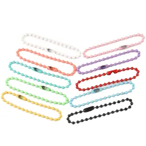 Chaînes de perles en boule colorées, accessoires à confectionner soi-même pour la fabrication de bijoux, adapté au porte-clés poupées, connecteur d'étiquettes à main, 1 mètre