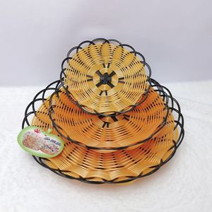 Cesta Redonda de Plástico Imitación Ratán, Plato para Frutas, Vajilla, Uso en Cocina, Serie 40, Contenedor de Alimentos - Product Image 3