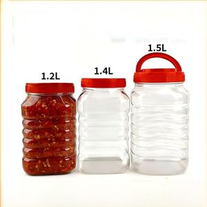 Tarro Cuadrado Transparente <span class=keywords><strong>de</strong></span> Plástico PET con Tapa <span class=keywords><strong>de</strong></span> Rosca para Almacenamiento <span class=keywords><strong>de</strong></span> Alimentos, Kimchi, Dulces, <span class=keywords><strong>Miel</strong></span>, Azúcar, Aperitivos y Condimentos 1.2L 1.4L 1.5L - Product Image 2