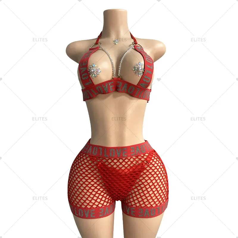 ELITES exotic pole dance wear Women Mesh Underwear One Piece Sexy Lingerie Suit Stripper Outfits