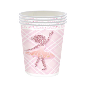 Ensemble de vaisselle jetable pour fête d'anniversaire de fille DAMAI, décoration rose sur le thème du ballet, ensemble d'assiettes en papier - Product Image 6