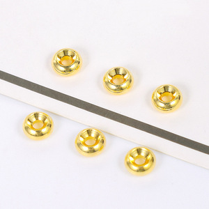 Round Gold Plated Beads 18K 14K <b>Copper</b> Jewelry Spacers For <b>Bracelet</b> Making DIY Accessories - Product Image 1