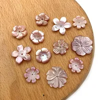 Nacre rose naturelle sculptée coquille fleur breloques coquille os corail perles pour la fabrication de bijoux-collier de bricolage boucle d'oreille