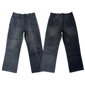 <span class=keywords><strong>Jean</strong></span> en Denim Ciré Vintage Designer Noir <span class=keywords><strong>Jean</strong></span> en Cire Chat Moustaches Décoloration et Ligne Centrale Décoloration Design Jeans en Cire <span class=keywords><strong>G</strong></span>-<span class=keywords><strong>star</strong></span> Raw pour Hommes - Product Image 1