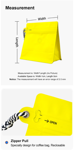 Pochette à fond plat colorée pour emballage de grains de café avec cordon de serrage, corde de suspension, sac refermable à fermeture éclair, emballage café, logo personnalisé - Product Image 2