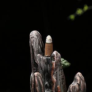 Monic Zen Garden Mountain Stream Backflow artesanal soporte de incienso de resina quemador, difusor de horno de aromaterapia para decoración del hogar - Product Image 2