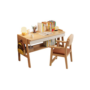 Solid Wood Computer <b>Desk</b> Rubber Wood Nordic Style <b>Study</b> <b>Desk</b> With Storage Shelf For Home Office Bedroom Children's <b>Study</b> Easy - Product Image 5