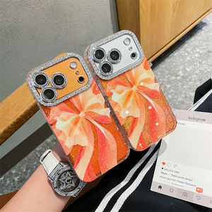 <span class=keywords><strong>Custodia</strong></span> per telefono in poliestere antiurto di lusso per ragazze, all'ingrosso, per <span class=keywords><strong>Redmi</strong></span> <span class=keywords><strong>Note</strong></span> <span class=keywords><strong>8</strong></span> <span class=keywords><strong>Pro</strong></span>, con diamanti arancioni, vestibilità perfetta al 100% - Product Image 2