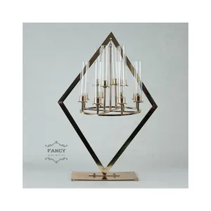 几何形状菱形烛台大金金属桌烛台