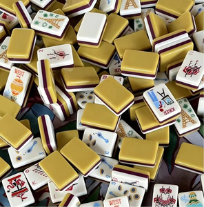 <span class=keywords><strong>LA</strong></span> VIE EN Paris, Fichas de Mahjong Acrílicas con Temática de Drama, Fichas de Mahjong Talladas con Diseño de Circo, Amarillo Americano, Acrílico de 3 Capas, 160 Piezas, 4 Capas - Product Image 3